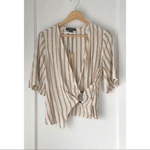 NWT Linen Wrap Top
